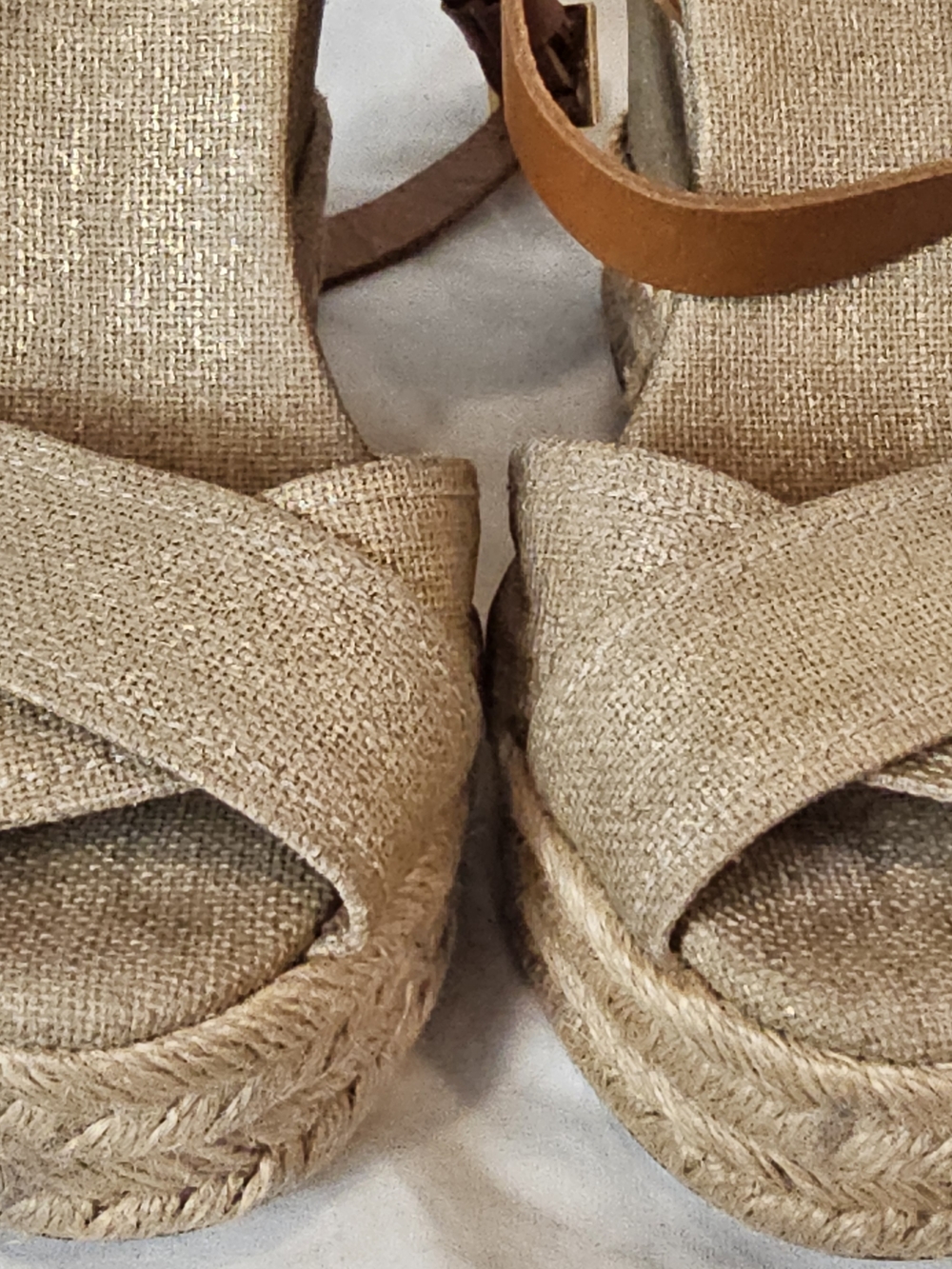 Tory Burch Fabian Wedge Espadrille Sandals Size 6 Metallic Boho Chic Ankle Strap - Picture 13 of 14